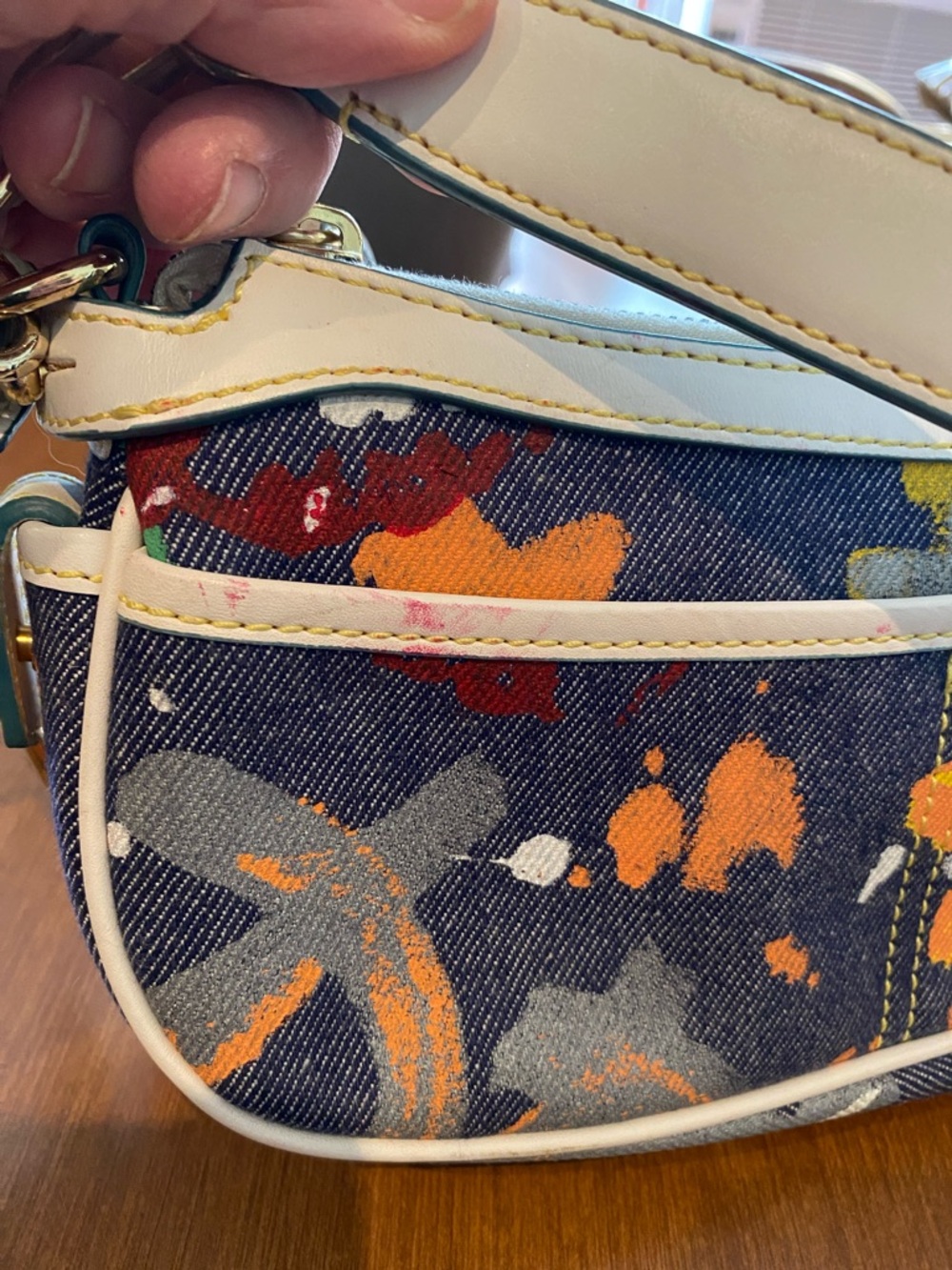 Dooney & Bourke Graffiti Paint Splatter Mini Shoulder Bag Canvas and Leather - Picture 15 of 16